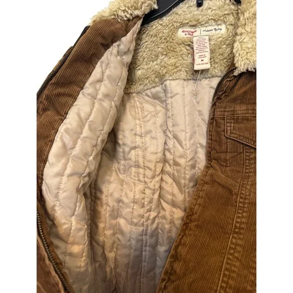 Vintage Y2K Abercrombie & Fitch Faux Sherpa Lined Corduroy Jacket Womens Medium - Picture 6 of 6